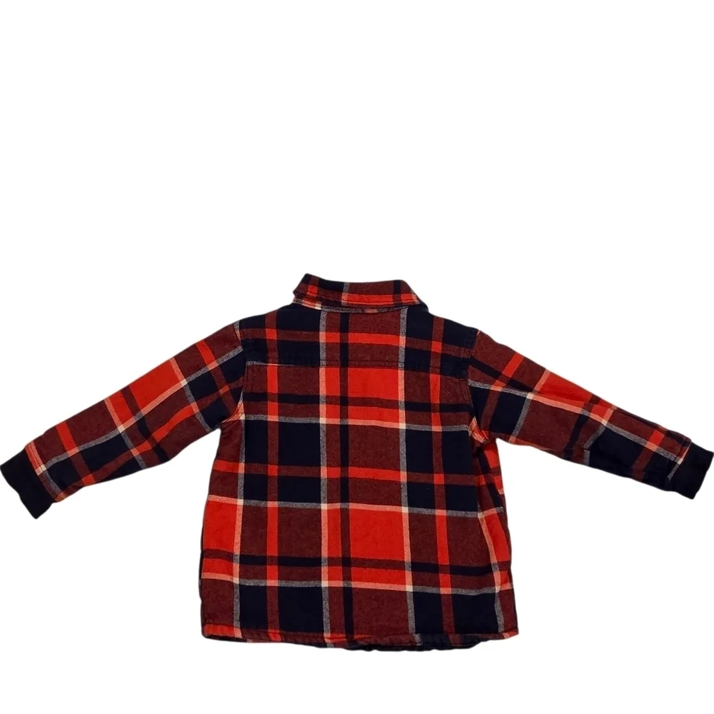 Boys Toddler Flannel Plaid Red & Black Button Up Jacket Size 2T